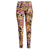Tri Colour Frangipanis Black High Waist Long Leggings With Side Pockets up to 6 XL 1