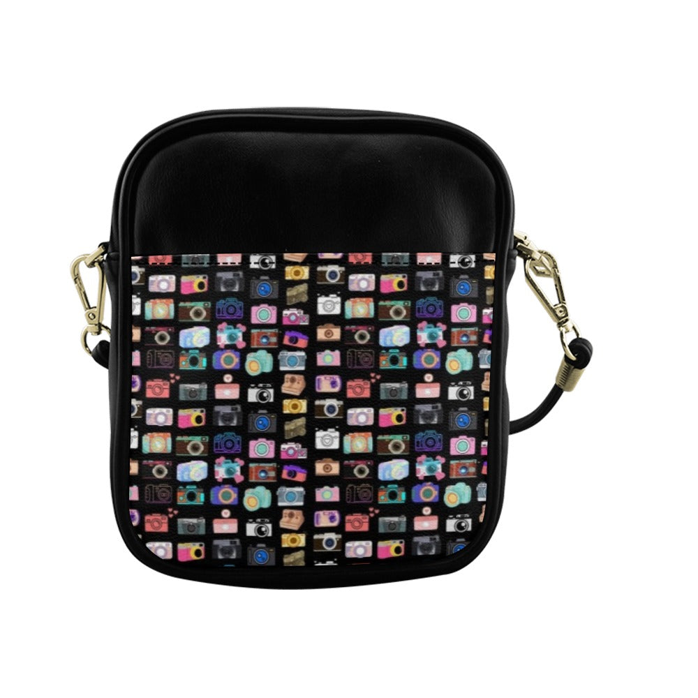 Vintage Cameras Small Black Shoulder Sling Bag 1
