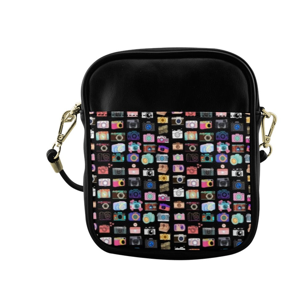 Vintage Cameras Small Black Shoulder Sling Bag 2