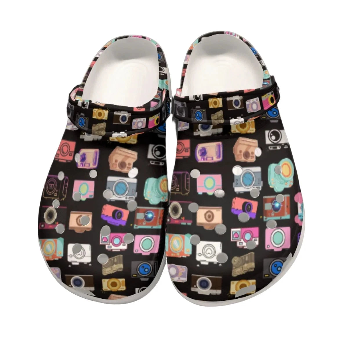 Vintage Cameras Women's Rubber Clogs up to size 12 1
