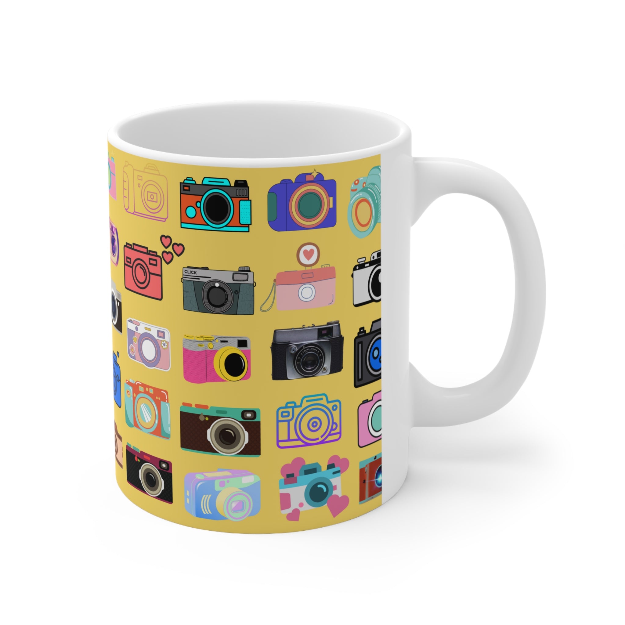 Vintage Cameras Yellow Mug 11oz (Microwave & Dishwasher Safe) 1