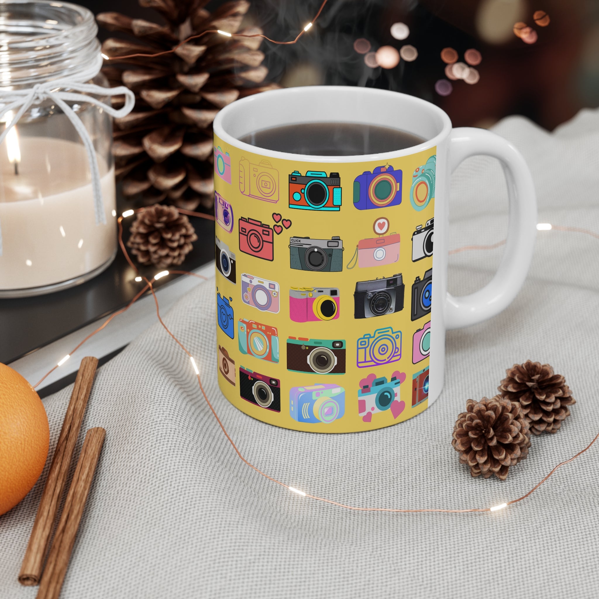 Vintage Cameras Yellow Mug 11oz (Microwave & Dishwasher Safe) 2
