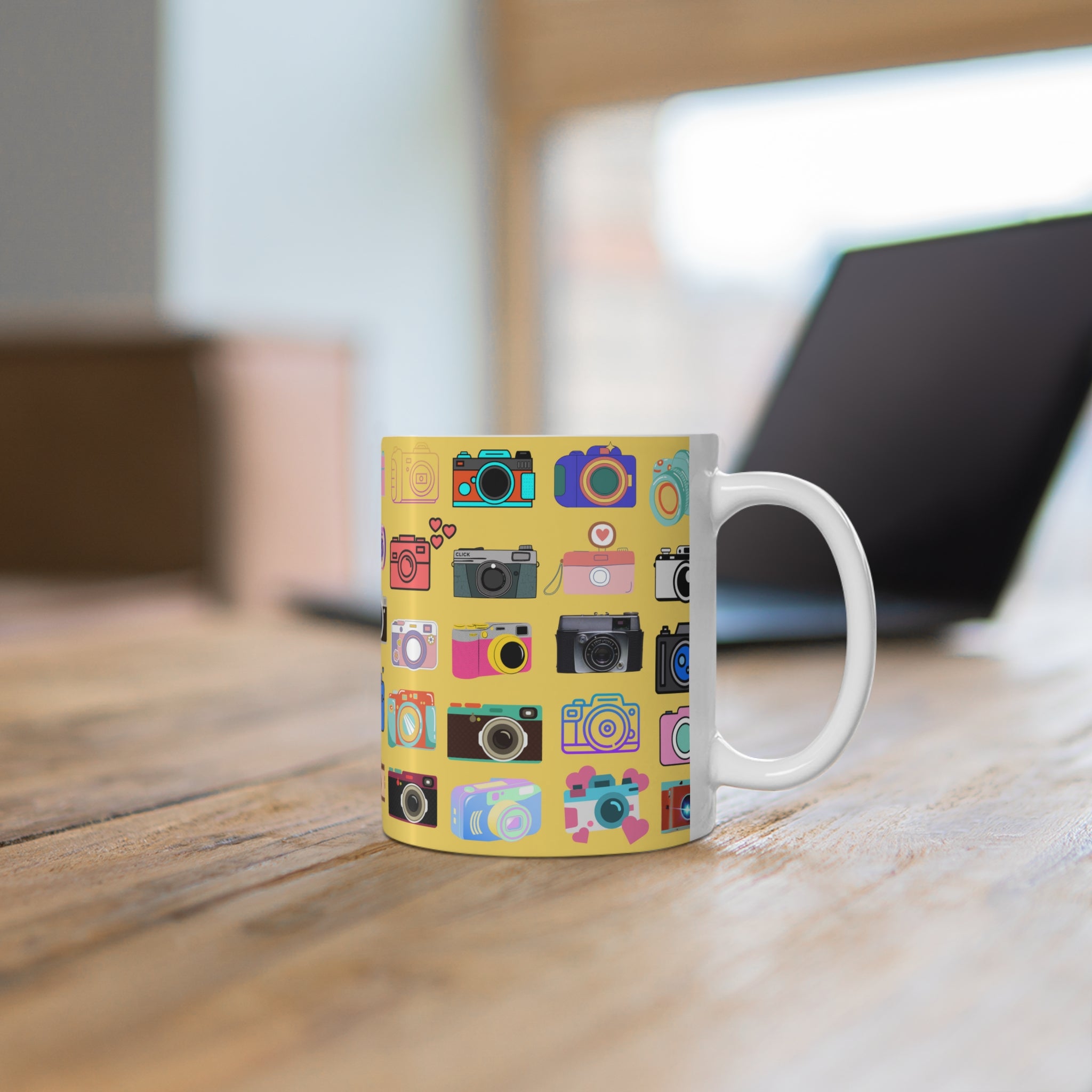Vintage Cameras Yellow Mug 11oz (Microwave & Dishwasher Safe) 6