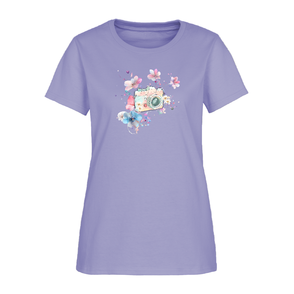 Watercolour Camera Cotton T-Shirt up to 3 XL - lavender