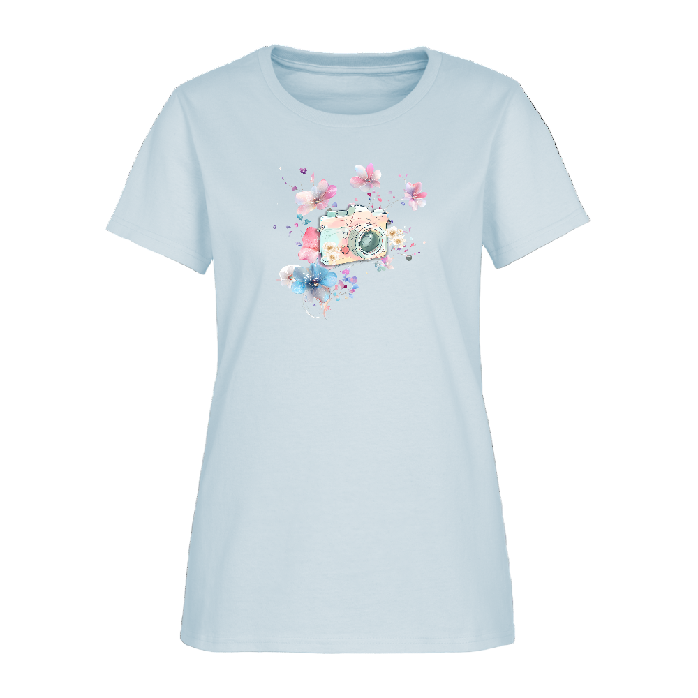 Watercolour Camera Cotton T-Shirt up to 3 XL - light blue