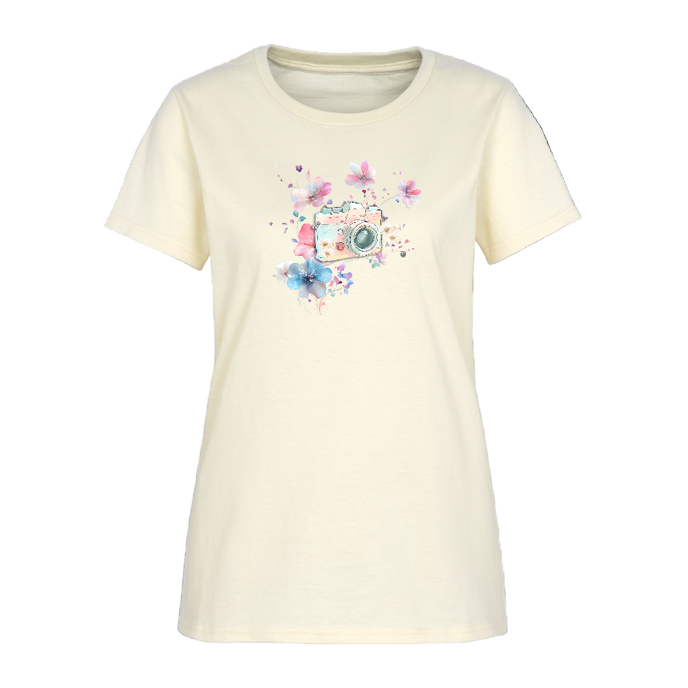 Watercolour Camera Cotton T-Shirt up to 3 XL - off white