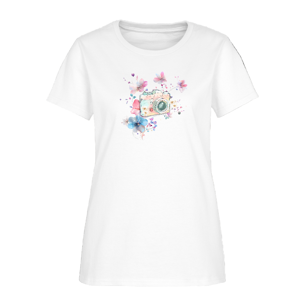 Watercolour Camera Cotton T-Shirt up to 3 XL - white