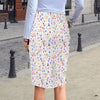 White Floral Knee Length Double Pocket Skirt up to 5 XL 3