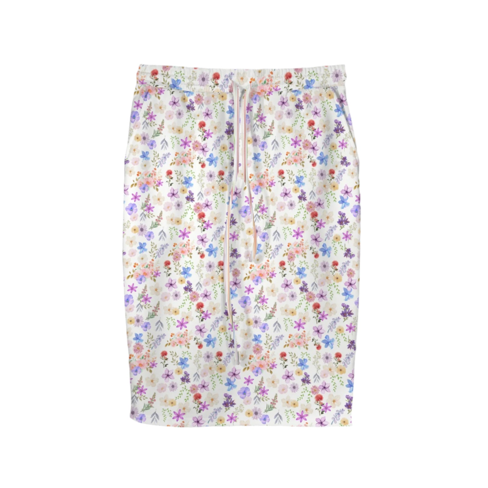 White Floral Knee Length Double Pocket Skirt up to 5 XL 4