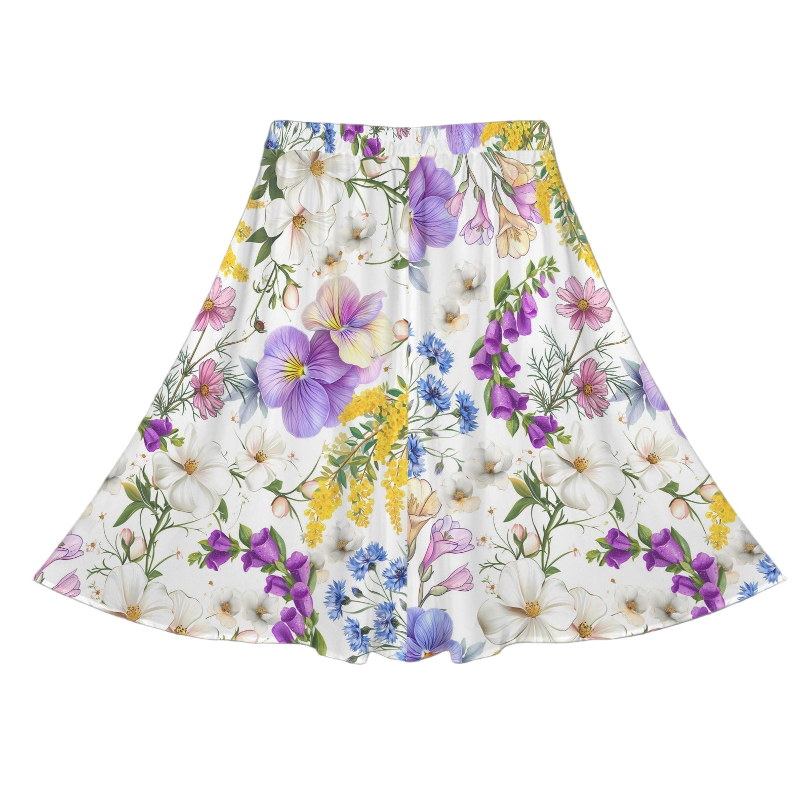 White Floral New Mid Length Skirt with Pockets up to 5 XL (FWS) 6