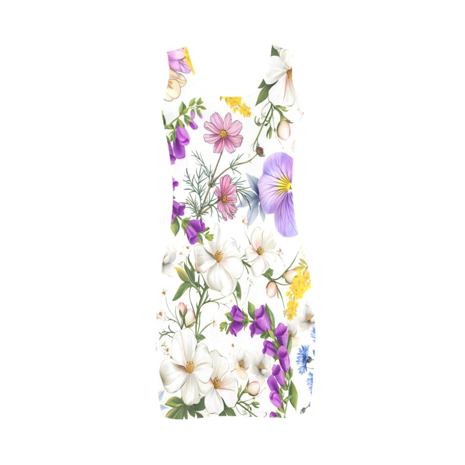 White Floral New Sleeveless Tank Dress up to 5 XL (FWS) 3