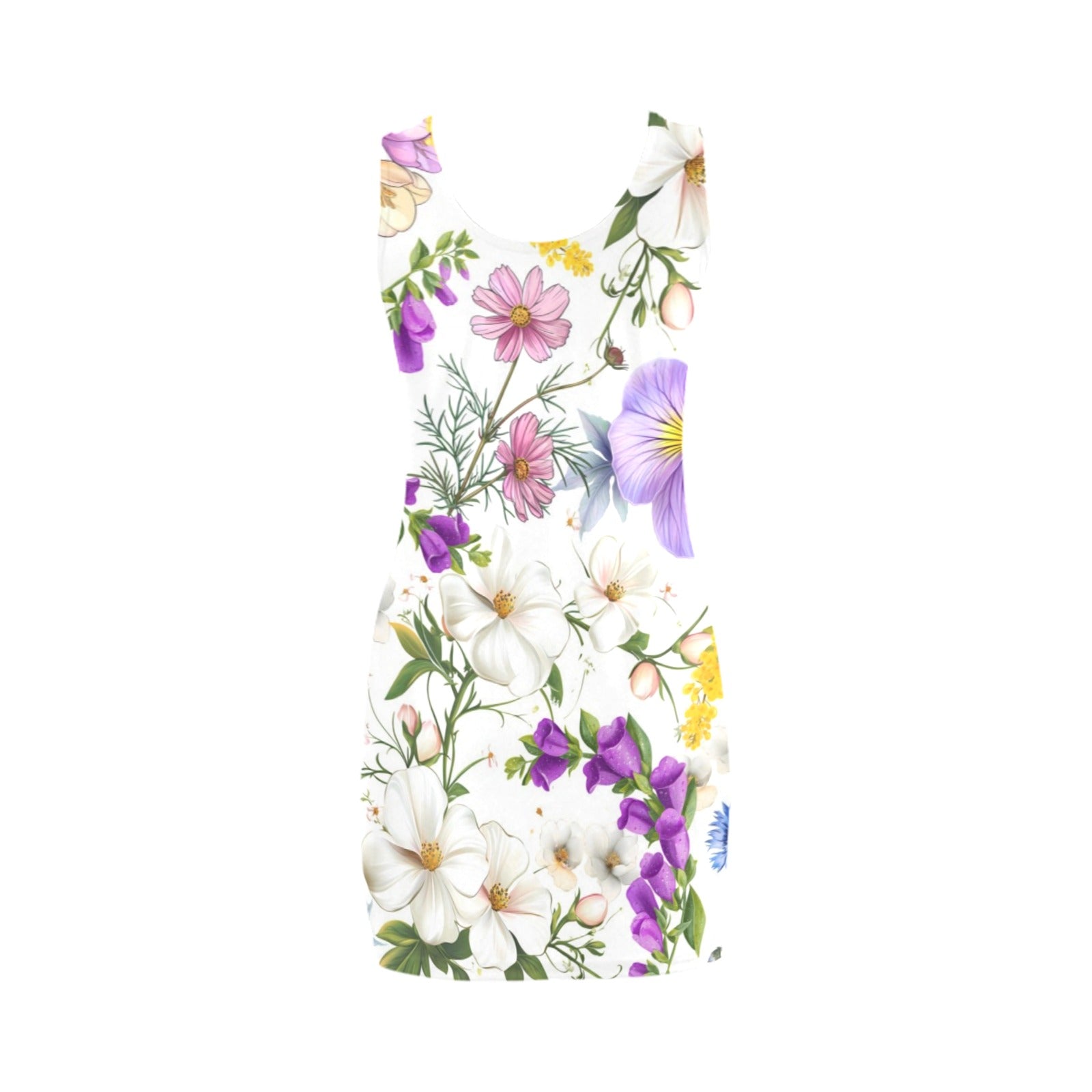 White Floral New Sleeveless Tank Dress up to 5 XL (FWS) 4