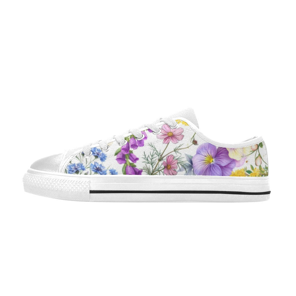 White Floral White Low Rise Women's Shoes up to size 12 2