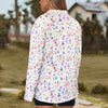 White Floral Zip Neck Long Sleeve Top up to 5 XL 3