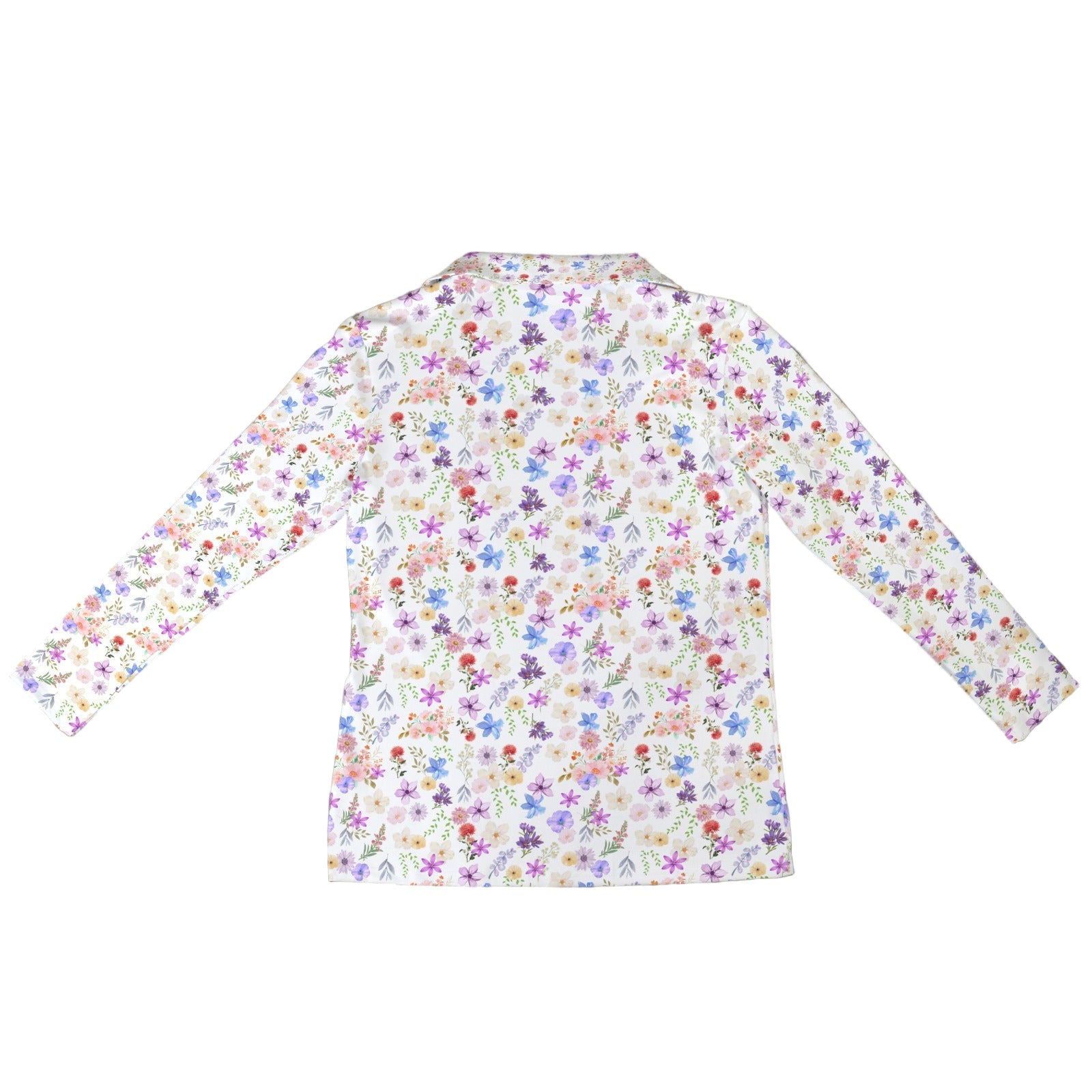 White Floral Zip Neck Long Sleeve Top up to 5 XL 4 white