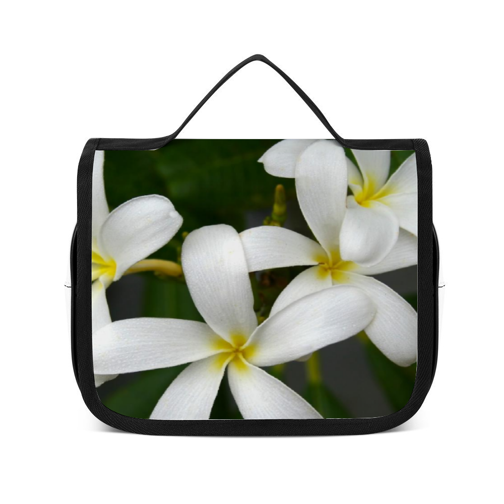 White Frangipanis Waterproof Hanging Travel Toiletry Bag 1