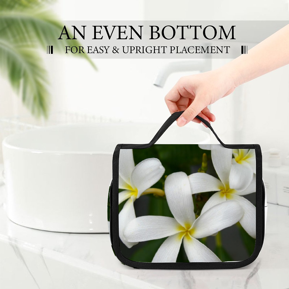 White Frangipanis Waterproof Hanging Travel Toiletry Bag 5