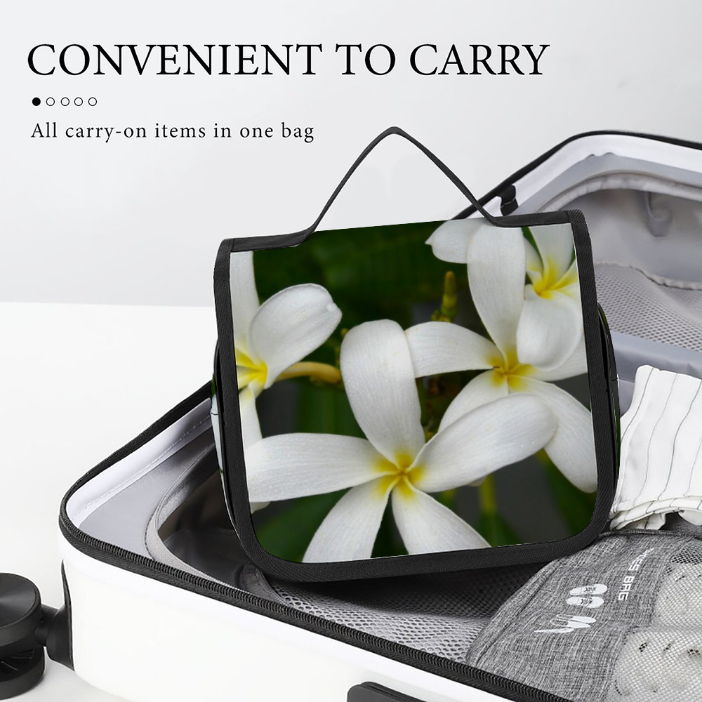 White Frangipanis Waterproof Hanging Travel Toiletry Bag 6