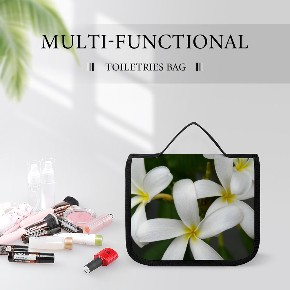 White Frangipanis Waterproof Hanging Travel Toiletry Bag 7