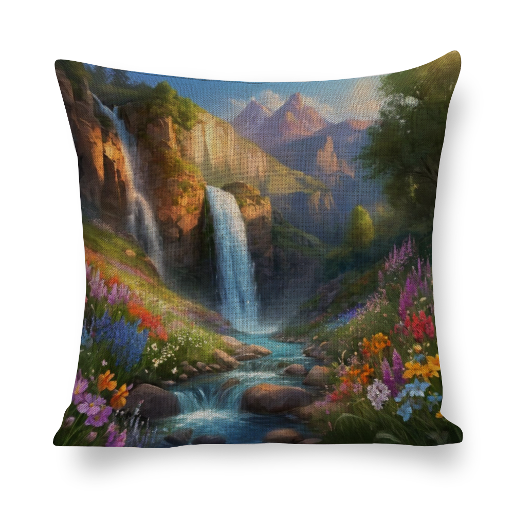 Wildflowers Fantasy Set of 4 Cotton Linen Cushion Covers in 3 Sizes 6