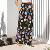 Wildflowers Painted Black High Elastic Waist Pants with Wide Legs up to 5 XL 2