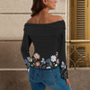 Wildflowers Painted Black L Off Shoulder Slim Fit Long Sleeve Top up to 5 XL 3