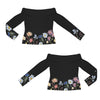 Wildflowers Painted Black L Off Shoulder Slim Fit Long Sleeve Top up to 5 XL 4