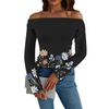 Wildflowers Painted Black L Off Shoulder Slim Fit Long Sleeve Top up to 5 XL white