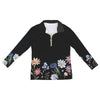 Wildflowers Painted Black L Zip Neck Long Sleeve Top up to 5 XL 4