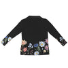 Wildflowers Painted Black L Zip Neck Long Sleeve Top up to 5 XL 5