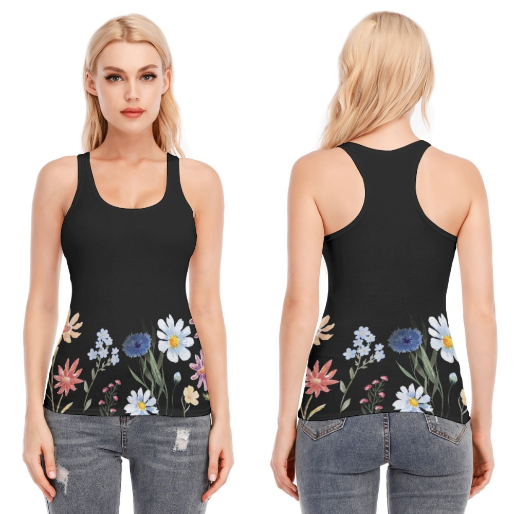 Wildflowers Painted Black L Racerback Tank Top | 190GSM Cotton up to 3 XL (FWS)