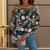 Wildflowers Painted Black Off Shoulder Slim Fit Long Sleeve Top up to 5 XL 1
