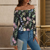 Wildflowers Painted Black Off Shoulder Slim Fit Long Sleeve Top up to 5 XL 2