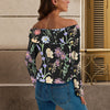 Wildflowers Painted Black Off Shoulder Slim Fit Long Sleeve Top up to 5 XL 3