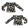 Wildflowers Painted Black Off Shoulder Slim Fit Long Sleeve Top up to 5 XL 4