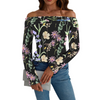 Wildflowers Painted Black Off Shoulder Slim Fit Long Sleeve Top up to 5 XL white