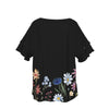 Wildflowers Painted Black Round Neck Top up to 4 XL (FWS) 2