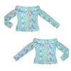 Wildflowers Painted Blue Off Shoulder Slim Fit Long Sleeve Top up to 5 XL 4