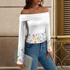 Wildflowers Painted White L Off Shoulder Slim Fit Long Sleeve Top up to 5 XL 2
