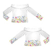 Wildflowers Painted White L Off Shoulder Slim Fit Long Sleeve Top up to 5 XL 4