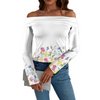 Wildflowers Painted White L Off Shoulder Slim Fit Long Sleeve Top up to 5 XL white