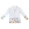 Wildflowers Painted White L Zip Neck Long Sleeve Top up to 5 XL 5