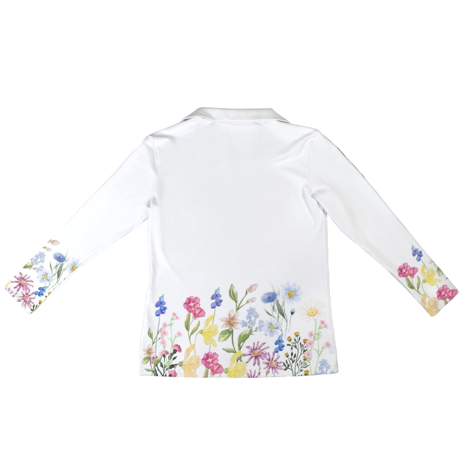 Wildflowers Painted White L Zip Neck Long Sleeve Top up to 5 XL 6