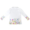Wildflowers Painted White L Zip Neck Long Sleeve Top up to 5 XL 6