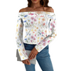Wildflowers Painted White Off Shoulder Long Sleeve Top up to 5 XL white