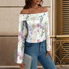 Wildflowers Painted White Off Shoulder Slim Fit Long Sleeve Top up to 5 XL 3