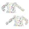 Wildflowers Painted White Off Shoulder Slim Fit Long Sleeve Top up to 5 XL 5