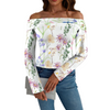 Wildflowers Painted White Off Shoulder Slim Fit Long Sleeve Top up to 5 XL white