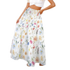 Wildflowers Painted White Three Tier Long Skirt up to 5 XL (FWS) white 2