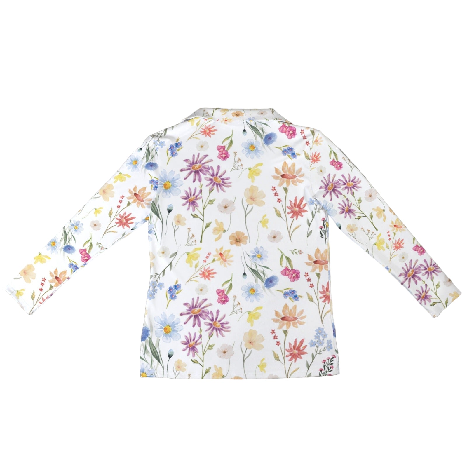 Wildflowers Painted White Zip Neck Long Sleeve Top up to 5 XL 6